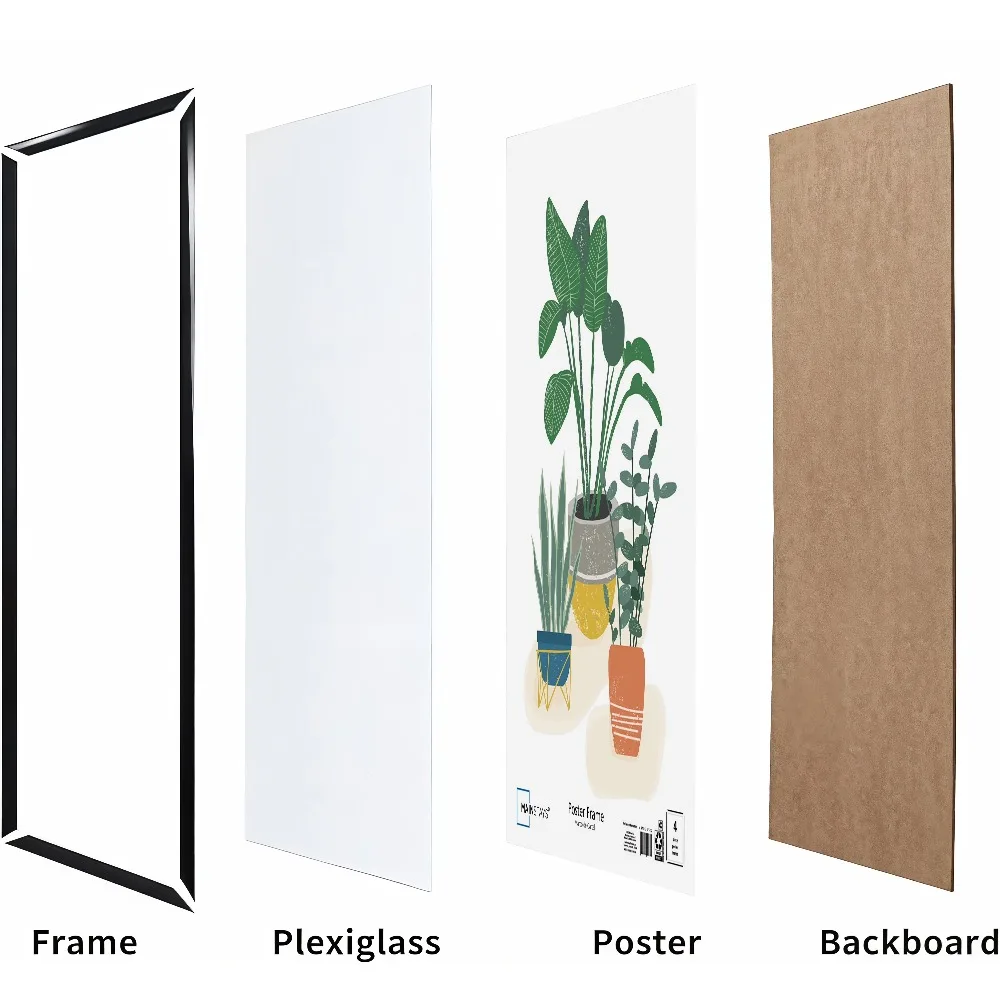 Black Flat Profile Picture Frame for Wall Art Photo Display 18x24 Inches Modern Minimalist Poster Frame with Polished Glass and Secure Backing for Home Office Decor