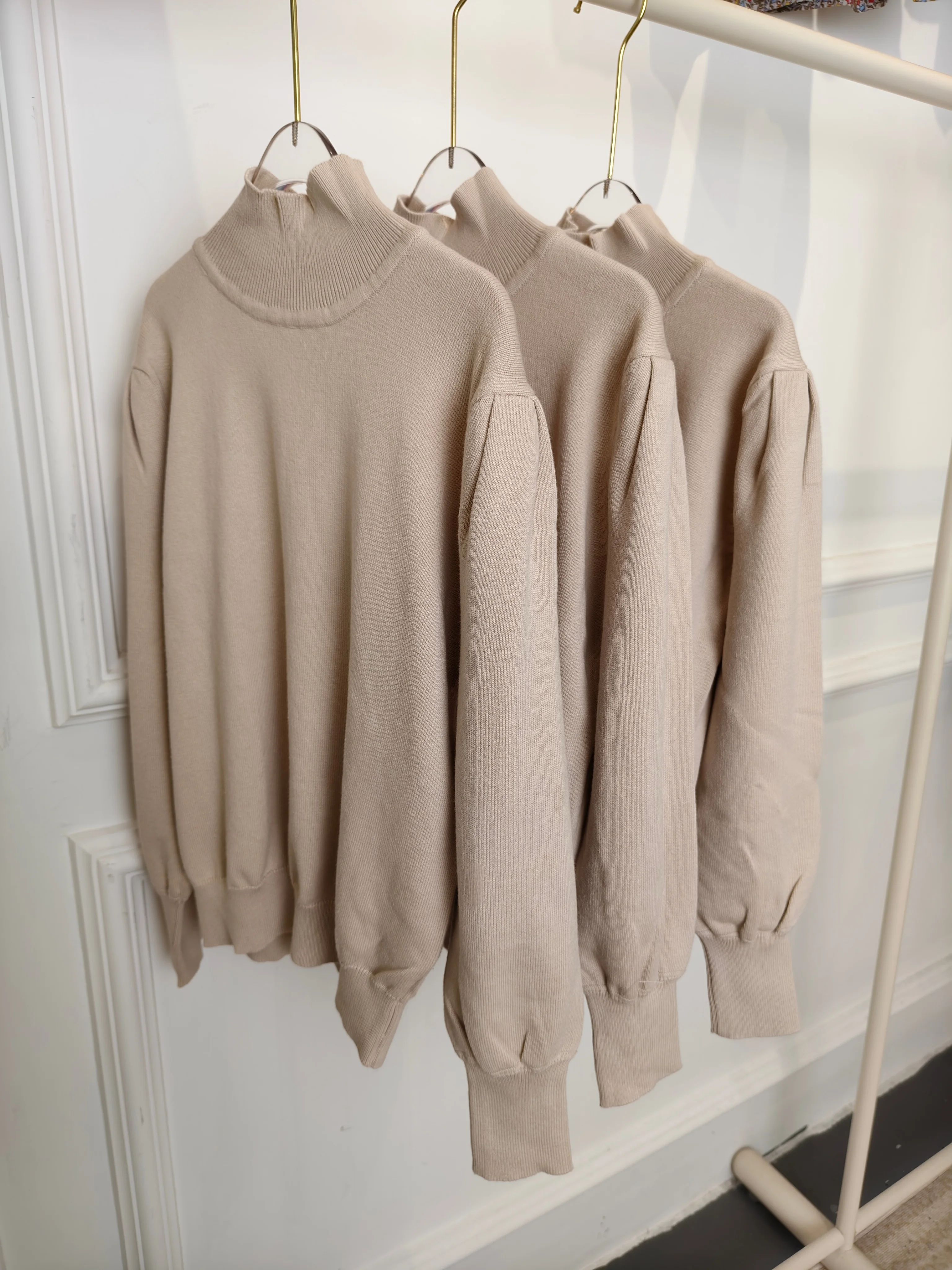 High Quality Boutique Teenager Girl Knitted Solid Color Sweater Top Stand Collar Autumn Winter Girls Knitting Tops For Daily