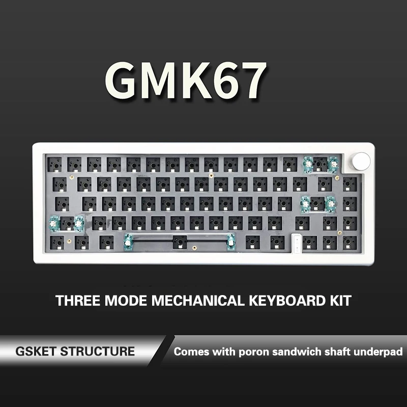 

K67 3-Mode Bluetooth Mechanical Keyboard Kit Supports Hot-Swabbed Rgb Backlit Keyboard Kit Diy Keyboard Kit with Knob