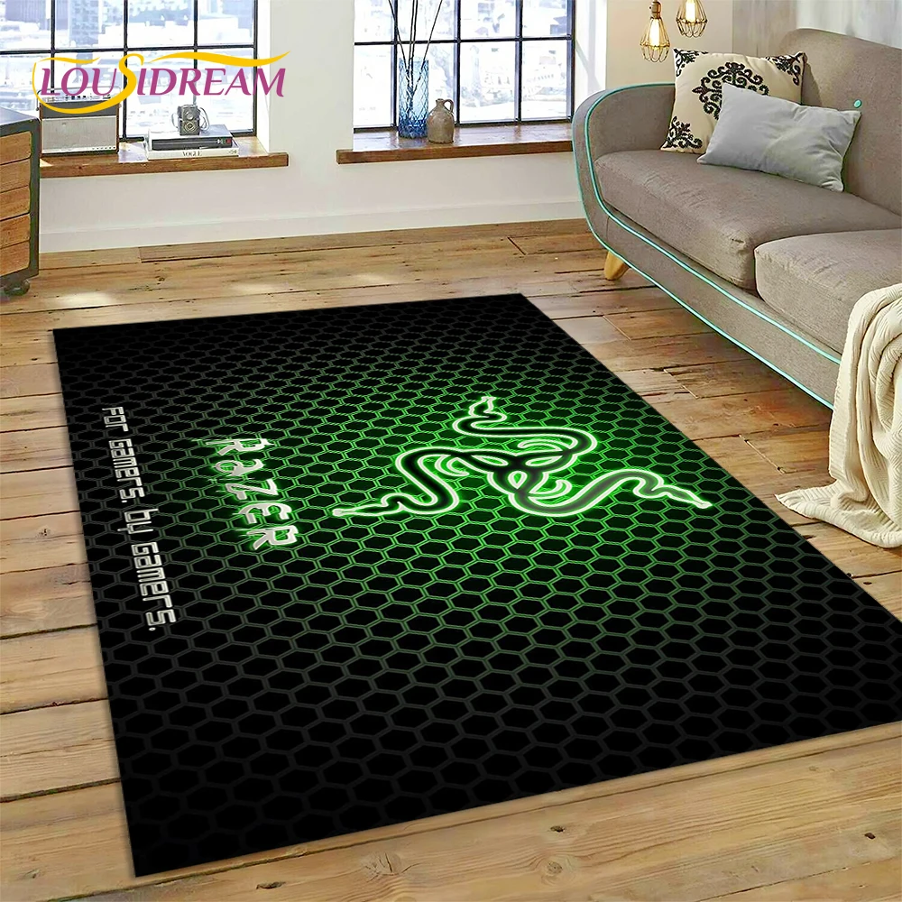 

Razer Logo Game Snake Cartoon Customized Rug Carpet for Living Room Bedroom Decor,Non-slip Decoration for Sofa Doormat Gift Kid