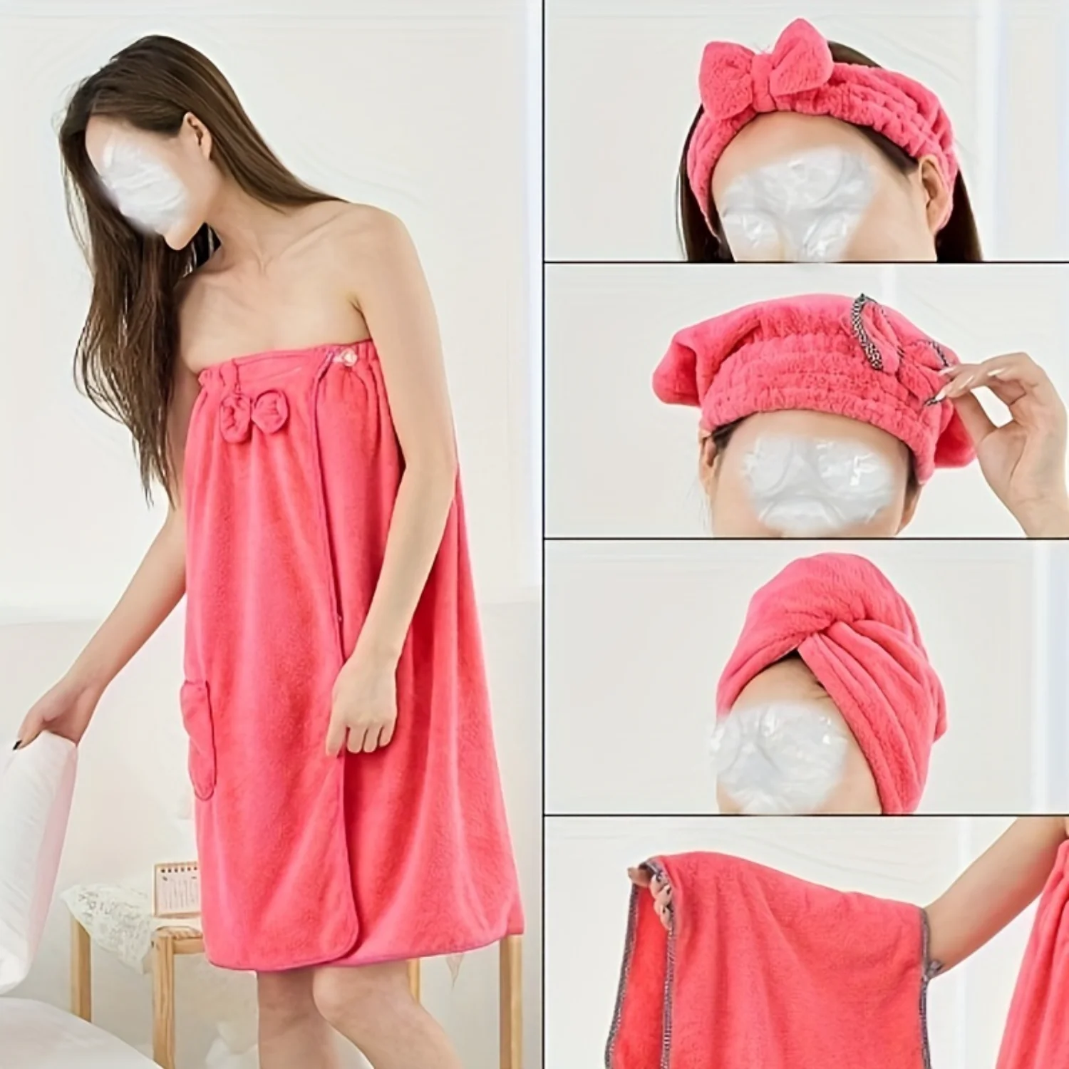 Bra style shower skirt for women and adults. Coral velvet absorbs water and is not easy to shed hair. It can be wrapped in a sho