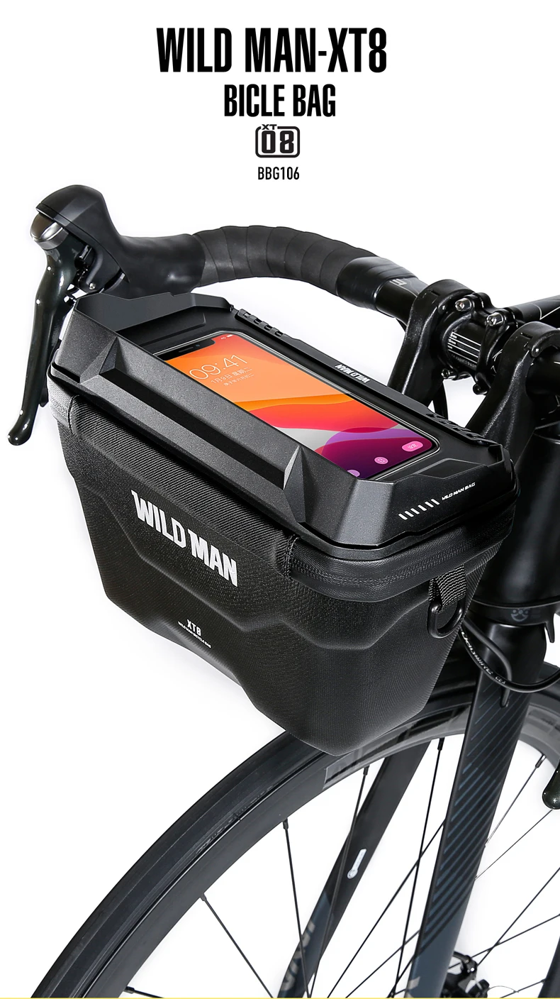 WILD MAN BBG106 Fahrrad Lenkertasche EVA Hartschale Touchscreen Handyfenster Regenschutz Schnellwechselhalterung für MTB und Rennrad – Detail 1