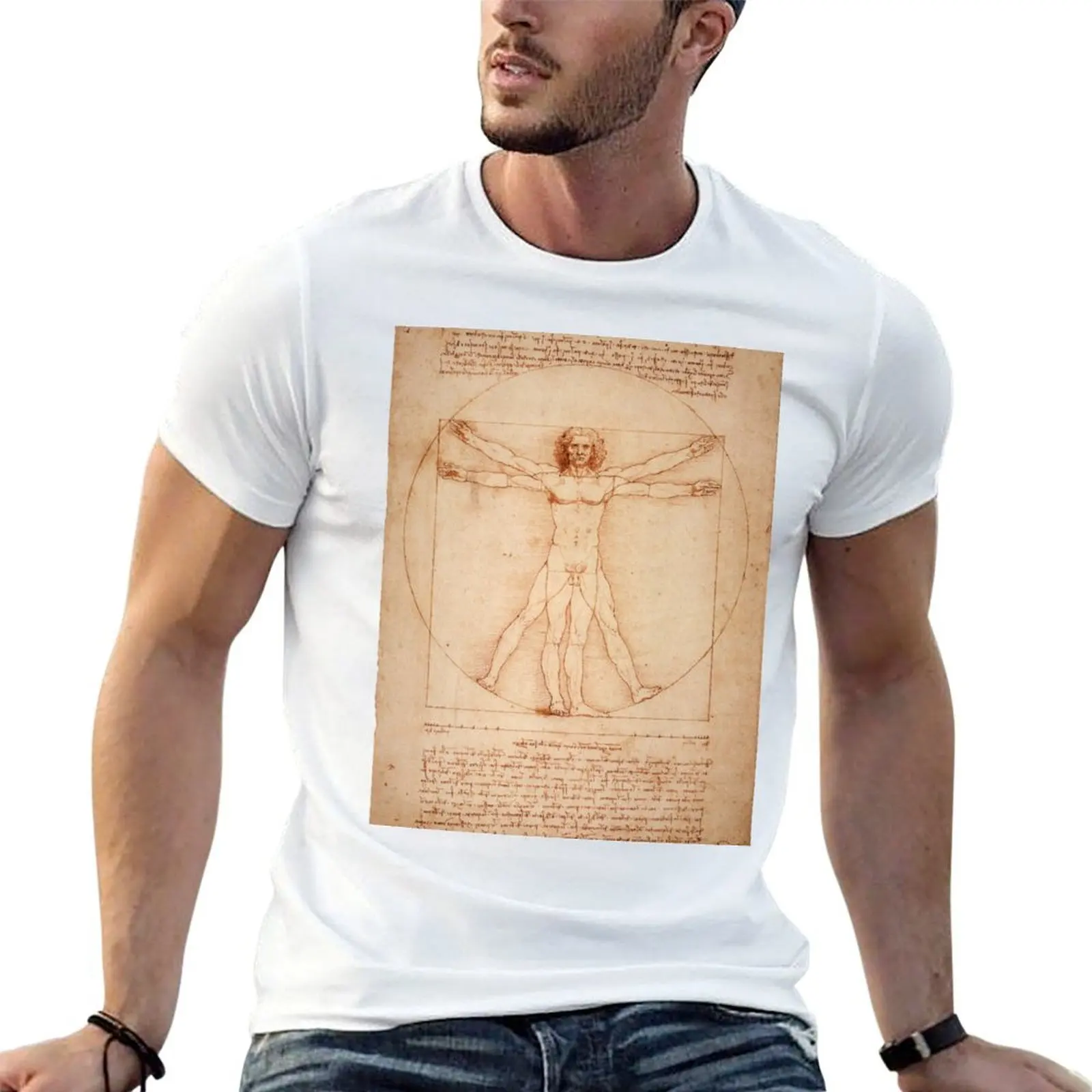 

Vitruvian Man by Leonardo Da Vinci (1490) T-Shirt funny t shirts man t shirt man cotton T-Shirt