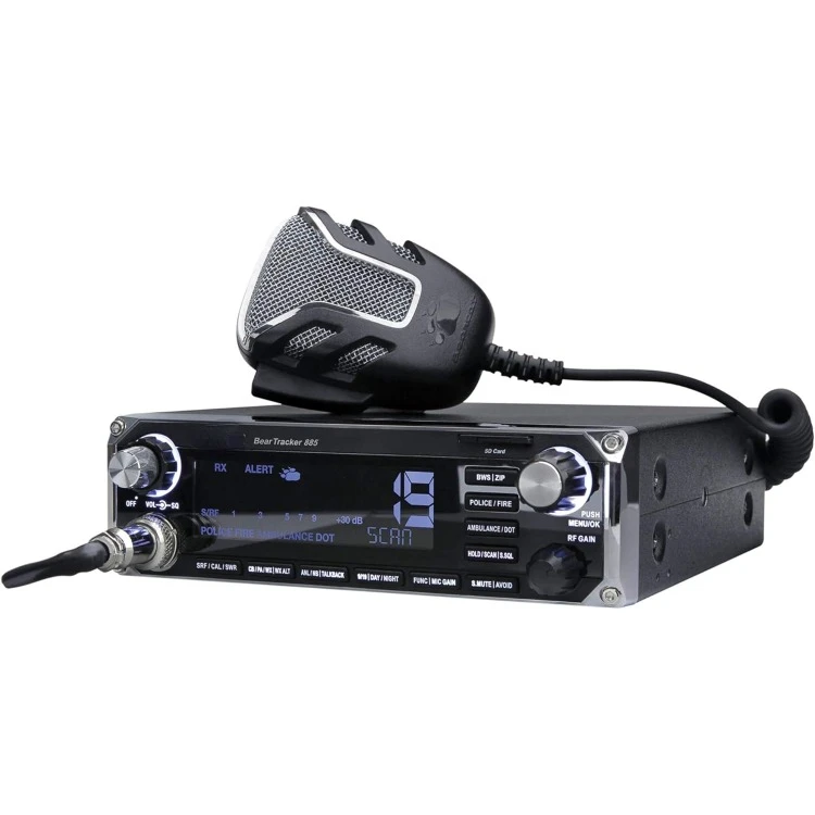 

885 Hybrid Full-Featured CB Radio + Digital TrunkTracking Police/Fire/Ambulance/DOT Scanner w/ BearTracker Warning System Alerts