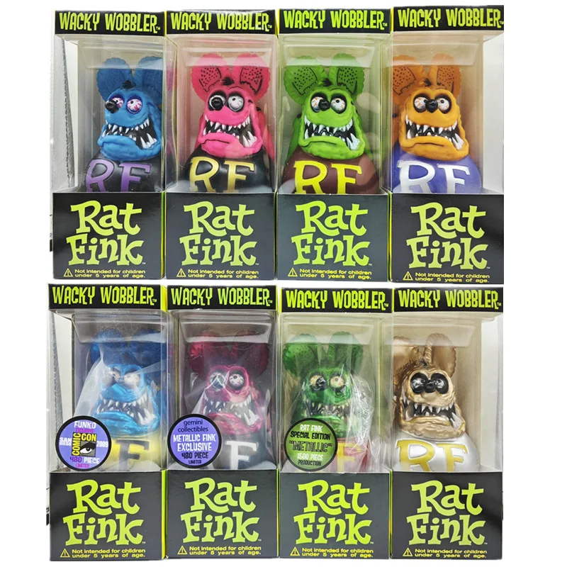 New Rat Fink Action Figures Electroplating Classic Retro Motorcycle Collection Model Toy Pvc Anime Figures Desk Decora Gifts