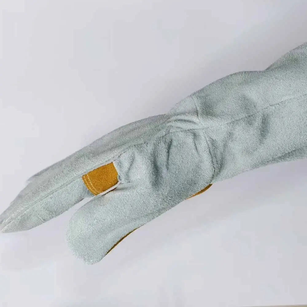Soft Leather Heat Resistant Gloves Cowhide Durable Thick Leather Gloves Heat Insulation Stretchable Wrist Protective Gloves