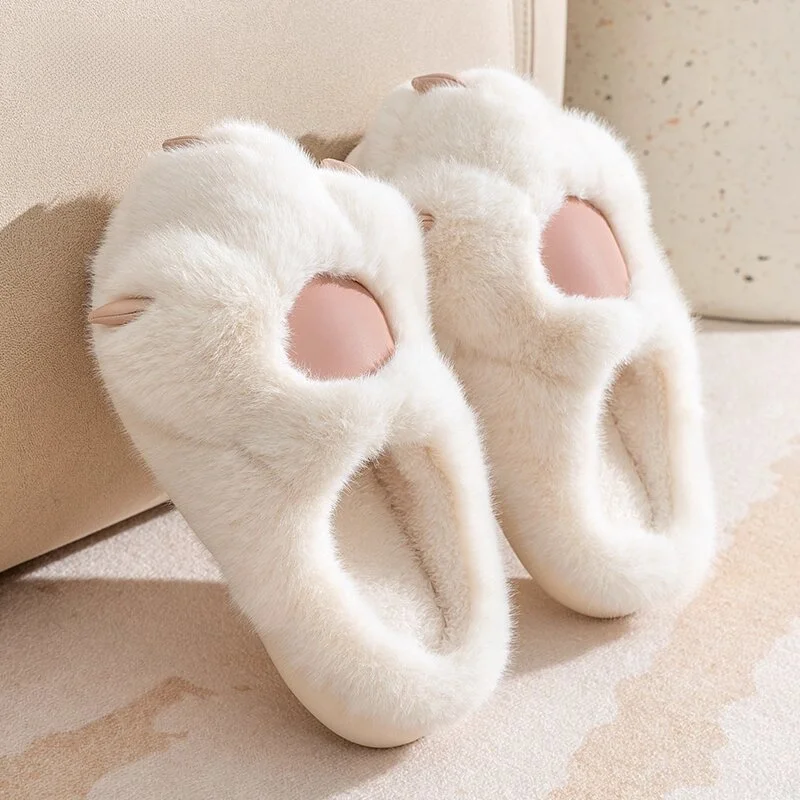 

Хлопковые тапочки с милыми когтями, женские зимние теплые домашние тапочки для домашнего использования, студенческие тапочки для пар, прочная подошва из ПВХ