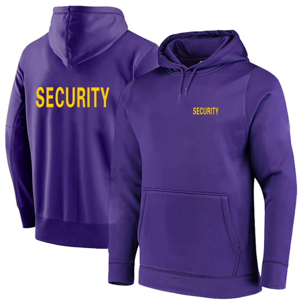 

2025 Spring Autumn Security Print Solid Color Classic Loose Hooded Pullover Men's Fashion Drawstring Sports Long Sleeve Hoodies