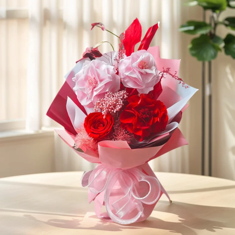 

Long Lasting Preserved Flower Bouquet Gift for Valentine's Day, Mother's Day - Fresh Look 1-3 Years No Maintenance Needed