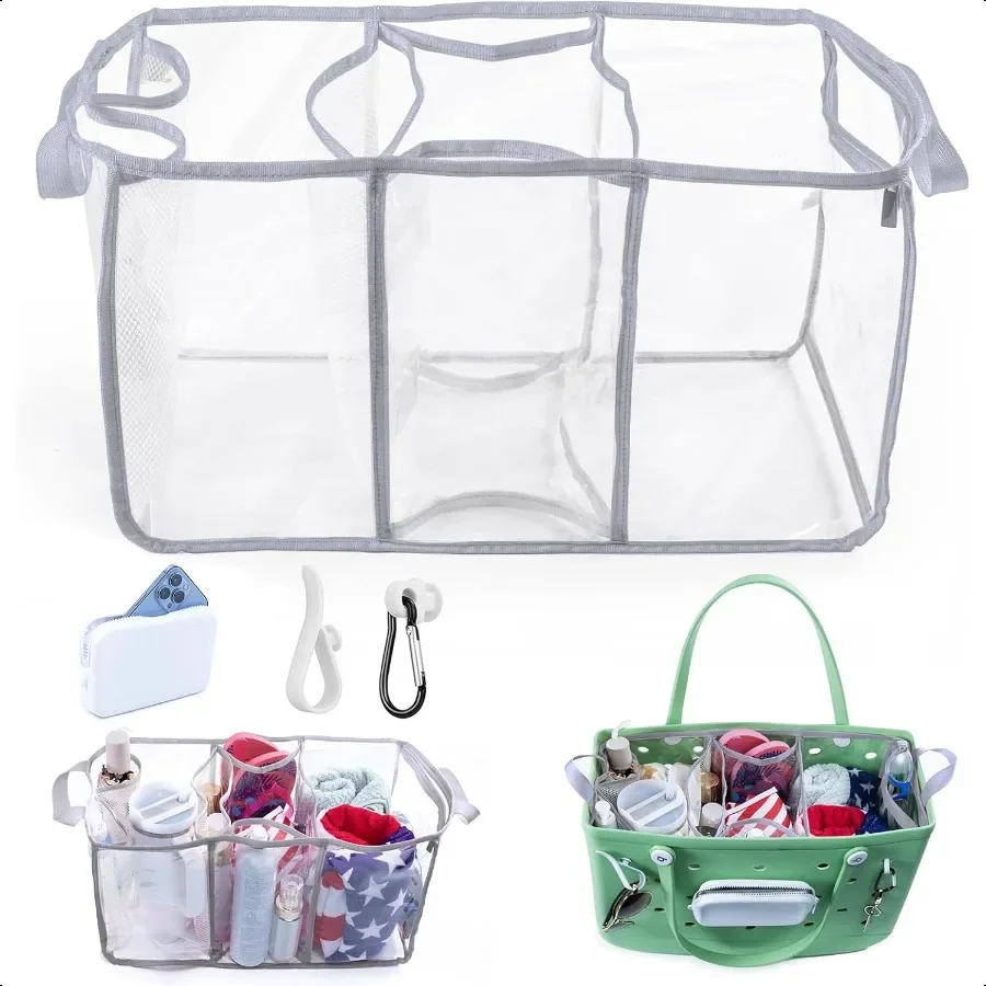 

Clear Beach Bag Organizer Insert with 3pcs Accories for XL Bogg Bag Inserts Tote Bag Divider with Sunglasses Holder Phone Holde