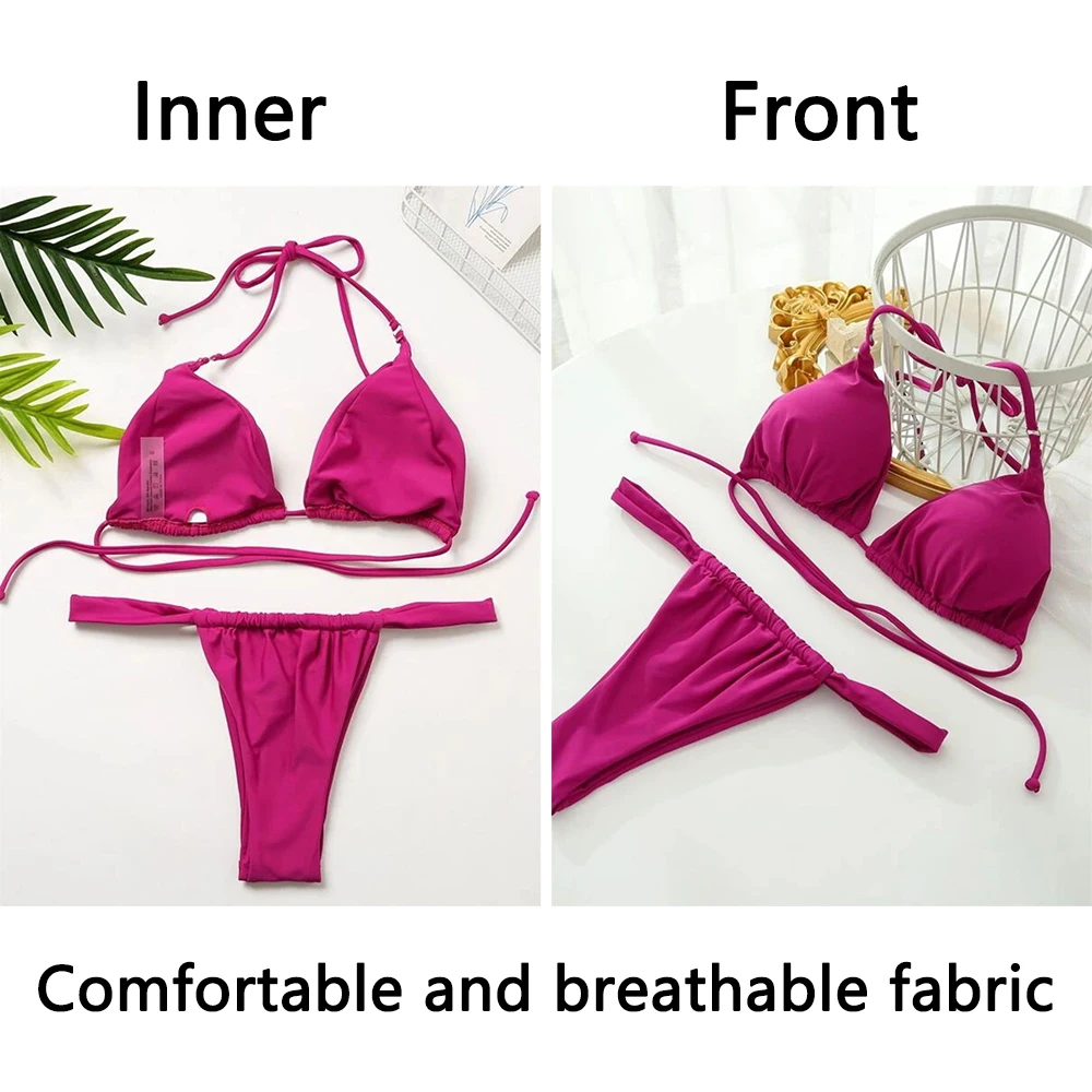 Conjunto de Bikini con abertura para mujer, traje de baño femenino de cintura alta, estilo vendaje, ropa de playa