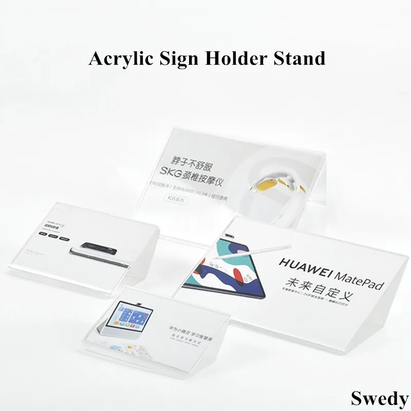 

100x70mm Table Top Acrylic Sign Holder Stand Slant Back Price Label Card Holder Poster Ad Frame Table Menu Flyer Display Stand