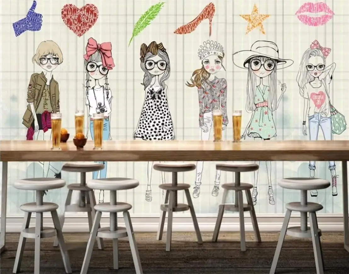 Custom wallpaper hand-painted fashion girl mural clothing store shopping mall mural home decoration 3d wallpaper mural