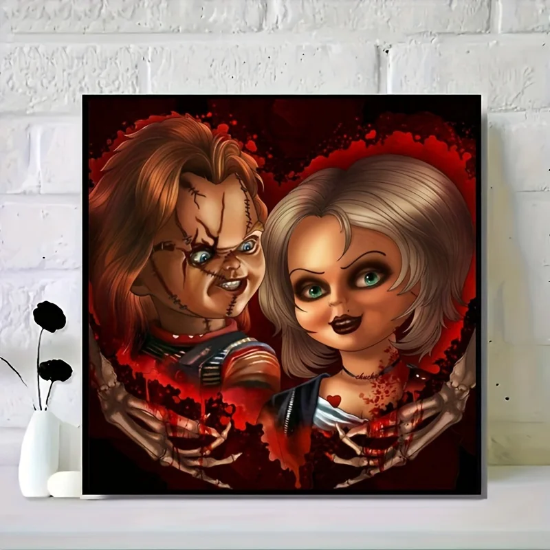 Horror 5D DIY completo redondo/cuadrado diamante dibujos animados Chucky pintura Kit colección mosaico Kits arte decoración del hogar sin marco