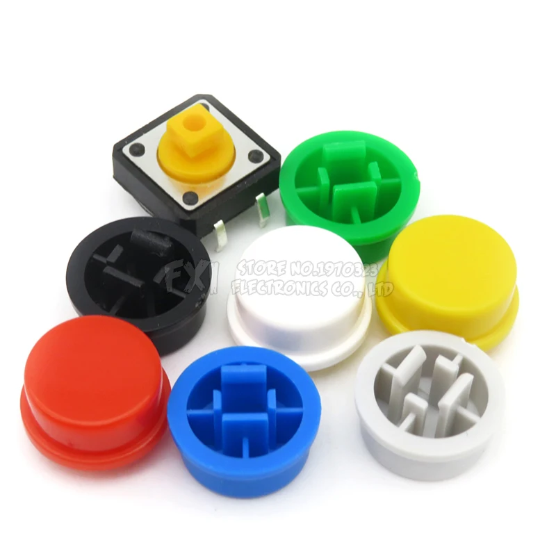 20Set 12x12x7.3mm PCB Momentary Tactile Tact Mini Push Button Switch Module DIP 4PIN With Round Cap igmopnrq 12*12*7.3mm