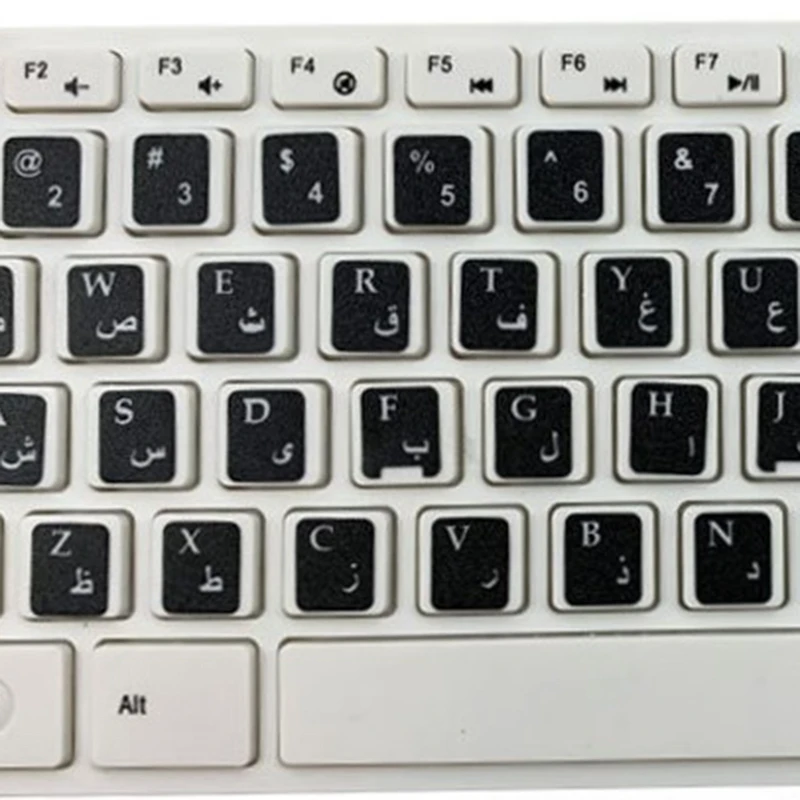 18x6.5cm Thai White Black Button Letters Keyboard Layout  Stickers B0KA