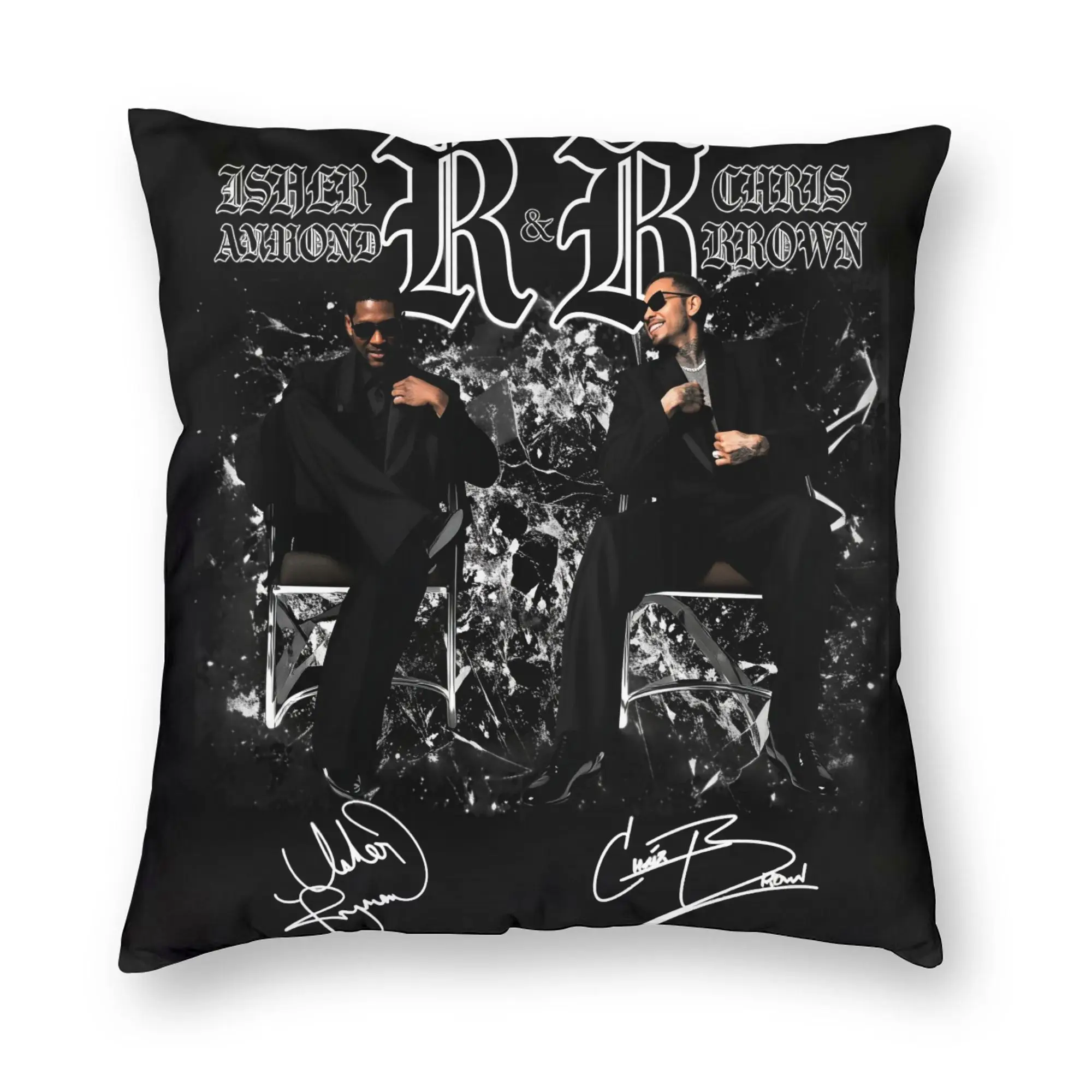 Pillow Case Chris Brown And Usher The Rb Tour Comfy  Raymond And Brown Pillow Cover For Living Room Sofa Vintage Pillowcases