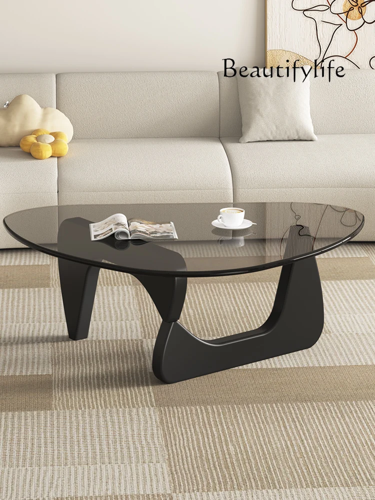 

Glass coffee table living room household small apartment modern simple light luxury Nordic designer creativity