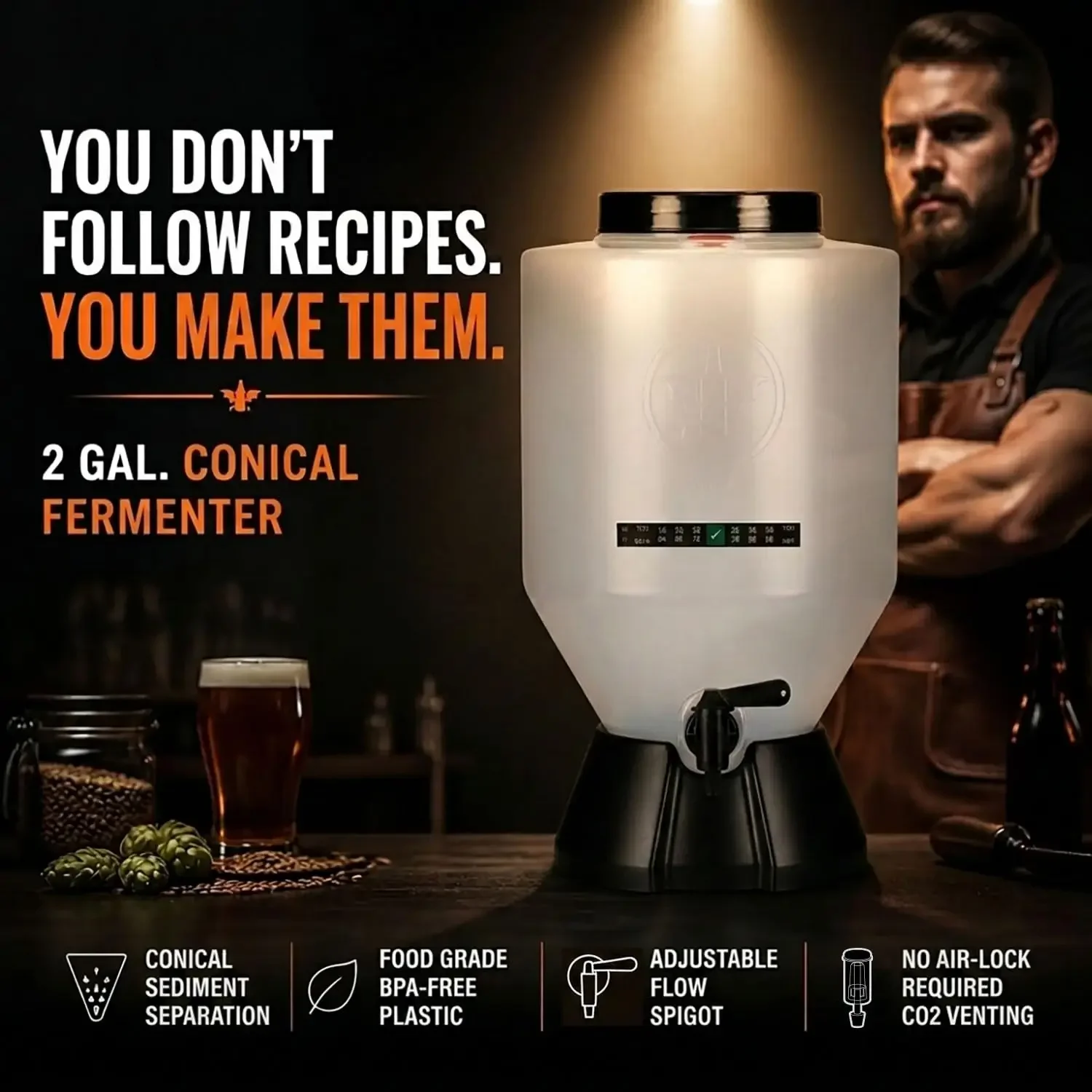 US Shipping Brand new  Conical Fermenting System - NO AIRLOCK OR Siphon Required - Made of BPA Free Food Grade Plastic that impa
