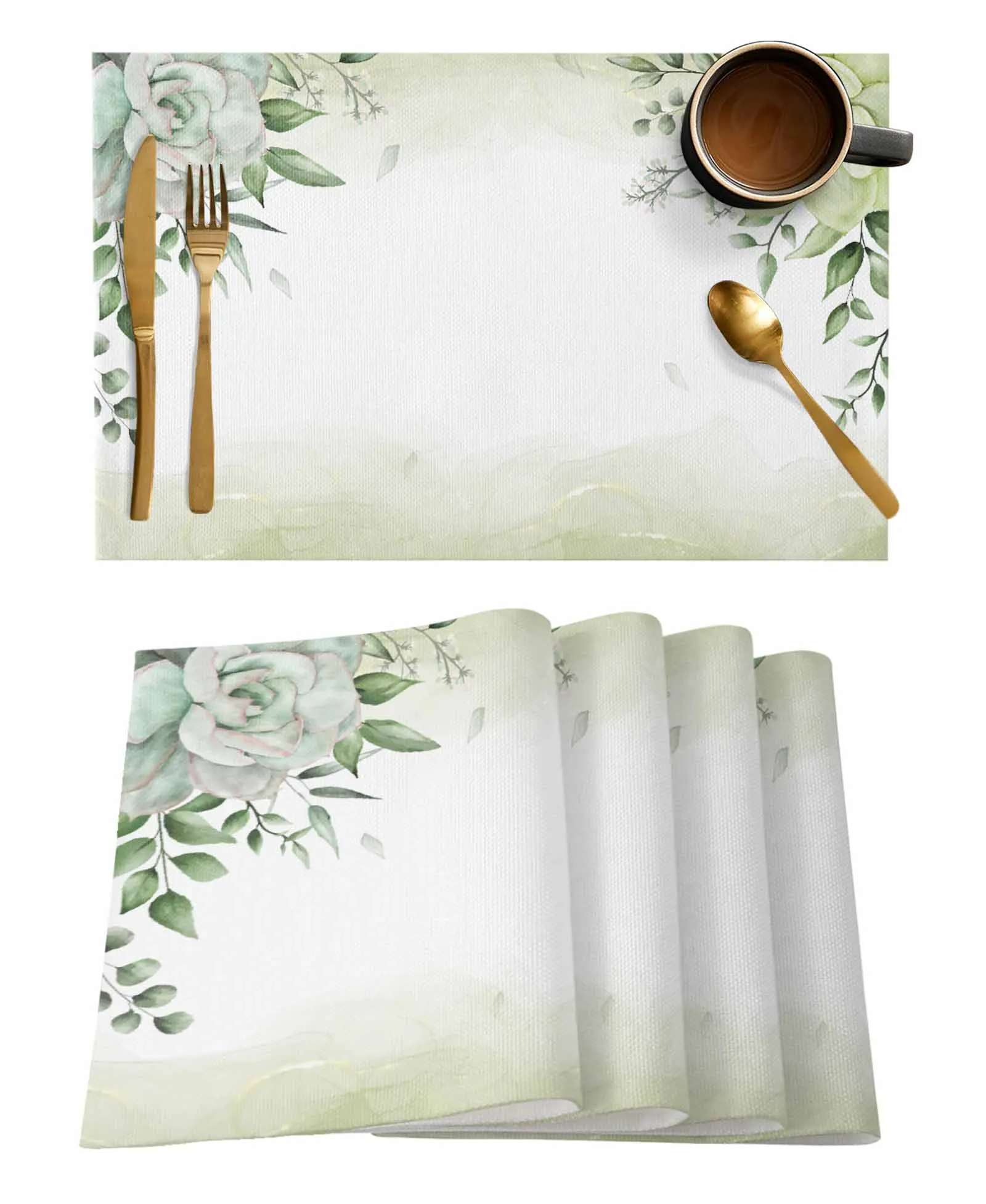 Rural Plants Flowers Green Table Runner Home Wedding Table Mat Centerpieces Decoration Dining Long Tablecloth