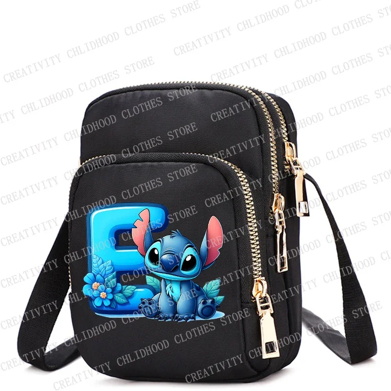 Stitch Shoulder Bags Letter A-Z Student Tote Bag Women Crossbody Bag Kawaii Cartoons Dog Underarm Casual Bags Collocation Trendy