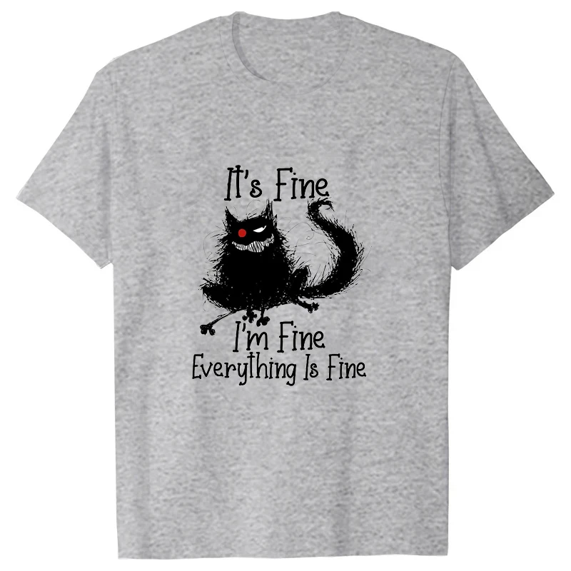 It's Fine Everything Is Fine Bedruckte T-Shirts für Damen und Herren, kurzärmelig, lustiges Rundhals-T-Shirt, lässige Sommer-Tops für Herren und Damen – Detail 4