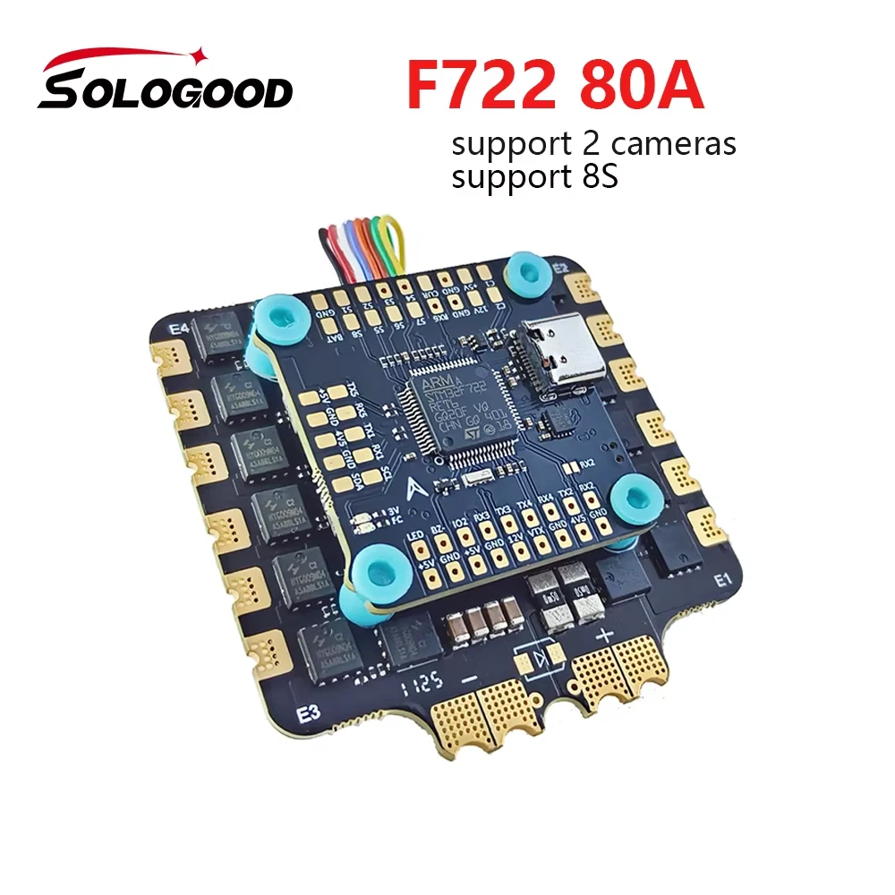 

SoloGood F722 80A Stack 8S Flight Control Suitable for 13 inch FPV Freestyle Drone