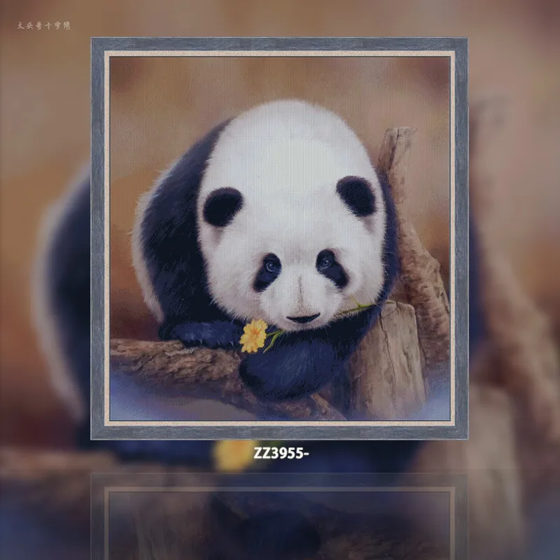 [ZZ3955-Panda Meat Dudu] Cross Stitch Needlework Kit 14CT 16CT, DIY Craft Project, Cotton Embroidery Threads