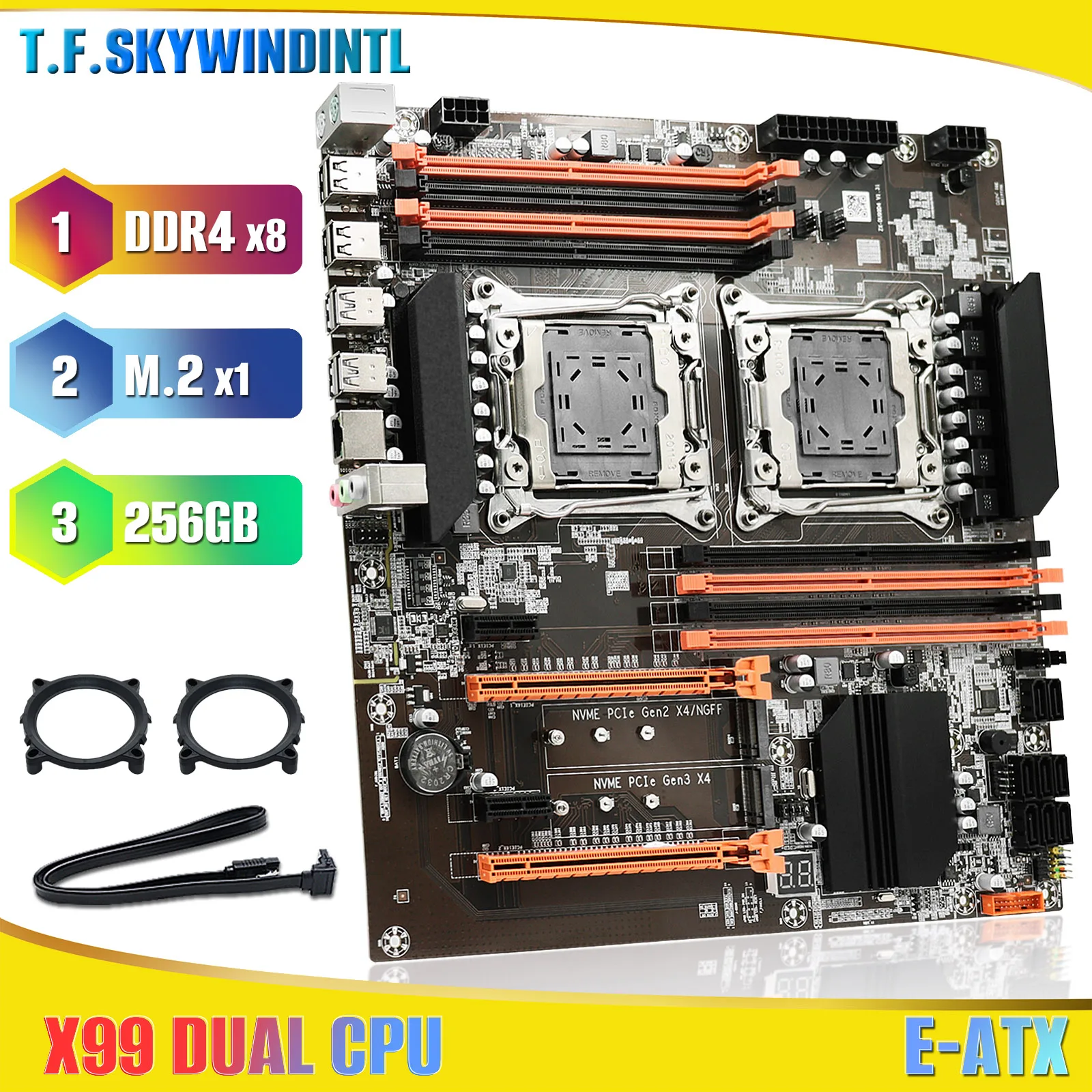 

X99 Gaming Dual CPU Motherboard LGA 2011-3 E5 Desktop Computer Componets USB3.0 SATA 3 8 dimm ddr4 M.2 NVME FOR AI