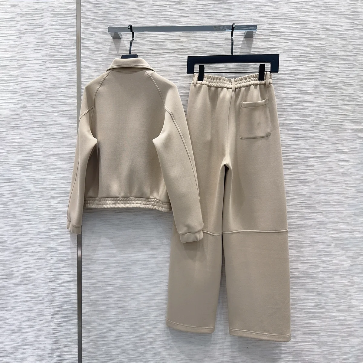 2026 High Quality Women's Collar Zipper Hoodie Wide Leg Pants Set--2691613