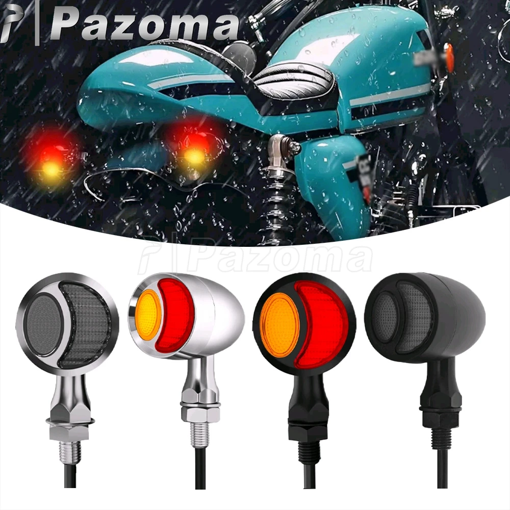 Universal Motorcycle Bullet Style Indicator LED Turn Signal Light Rear Stop Flashing Lamp For Yamaha Suzuki Honda Kawasaki BMW