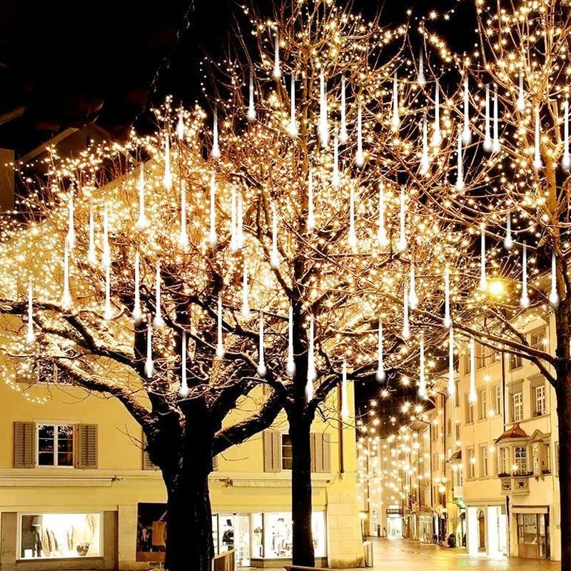 

30/50CM LED Meteor Shower Rain Lights 8 Tubes Falling Rain Drop Fairy String Light for Christmas Holiday Party Patio Decor