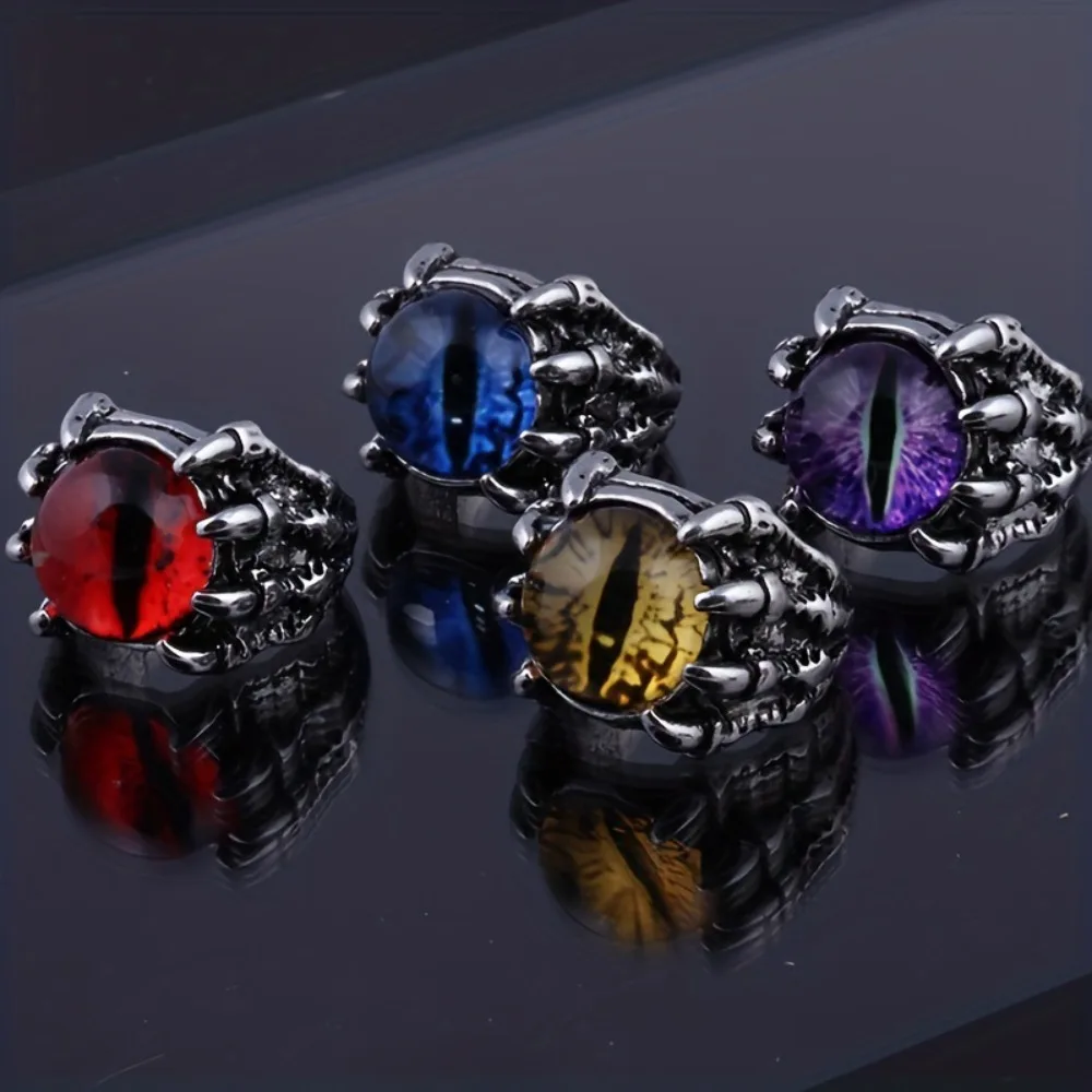Retro Personality Evil Eye Dragon Claw Wolf Claw Adjustable Opening Rings for Men Halloween Punk Dark Style Finger Jewelry Gifts