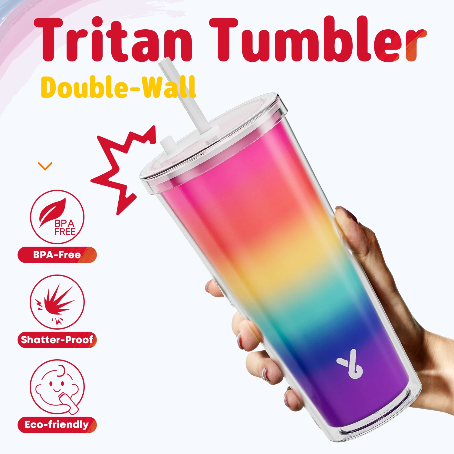 

Meoky 24oz Tritan Tumbler with Straw Cool Color Changing Cup Double Wall Coffee Mug Leak-Proof Non-Slip Portable Water Bottle