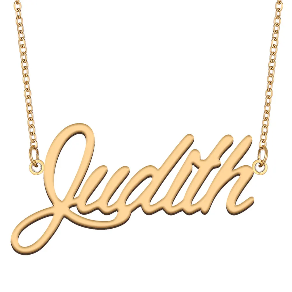 Judith Name Necklace for Women Stainless Steel Jewelry Gold Color Nameplate Pendant Collares Para Mujer Letters Choker