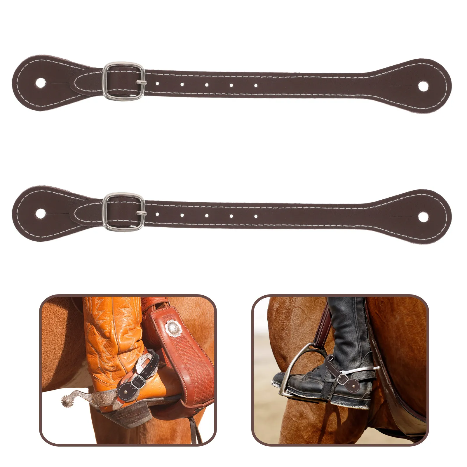 

2Pcs Spur Straps Brown Adjustable Unisex Equestrian English Riding Boot Straps Horse Gear Stable Accessories