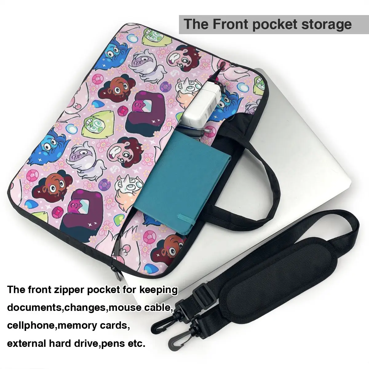 Crystal Gem Friends-American TV Series Animation Laptop Bag Case Protective Vintage Computer Bag Bicycle Crossbody Laptop Pouch