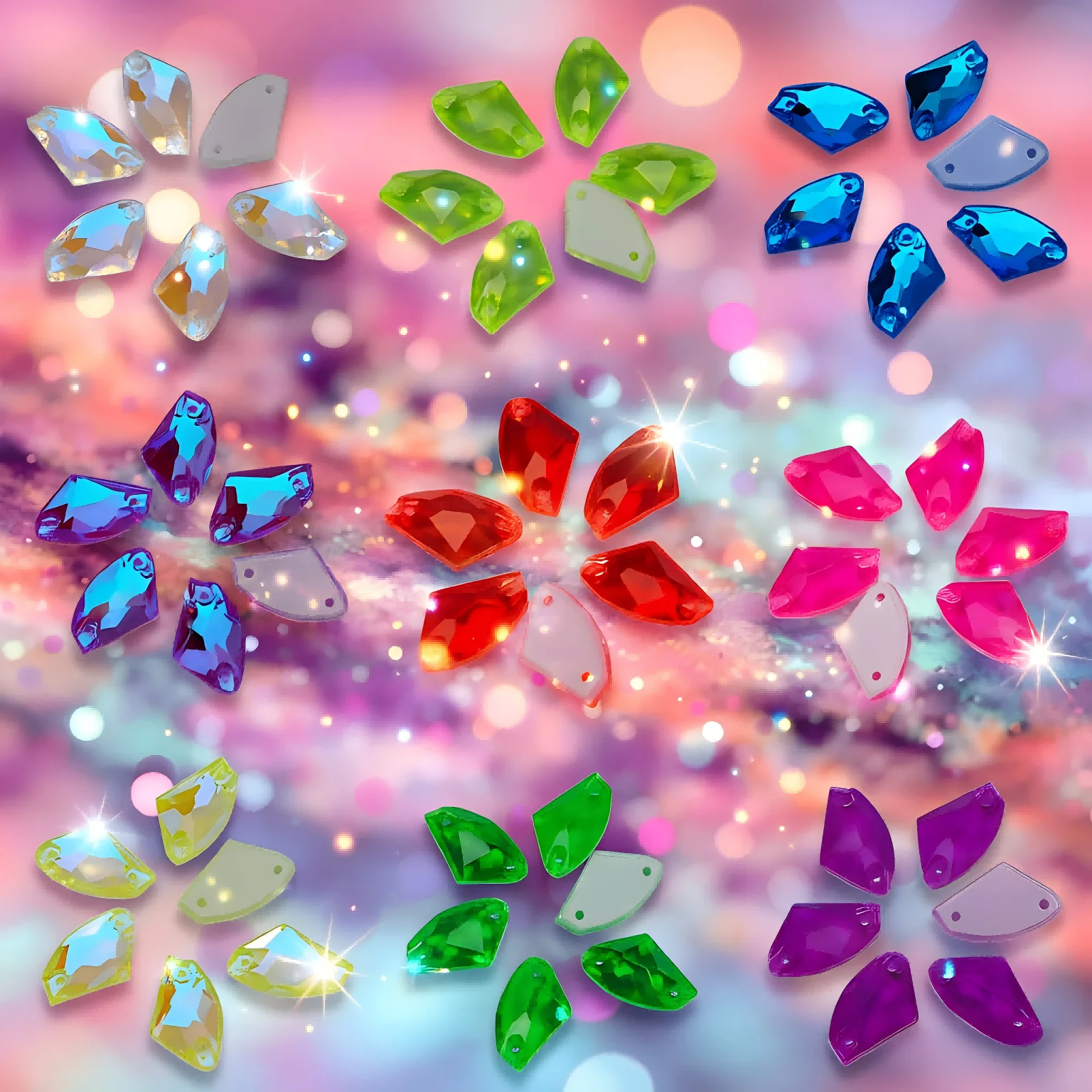 3256 Galaktische fluoreszierende Neon-Elektro-Delite-Nähzubehör-Anhänger für Nägel, Acryl-Fasen-Strass-Applikation für Kleider