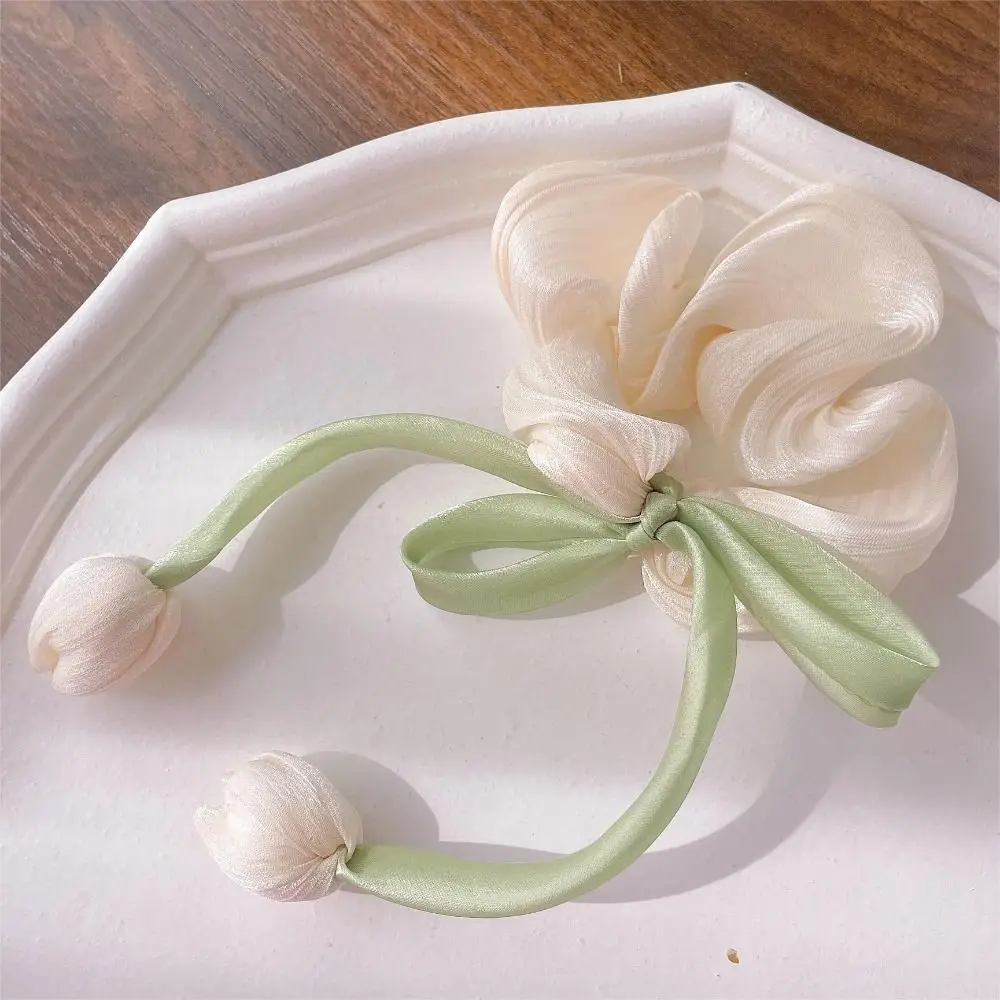 

Нежная лента-тюльпан в корейском стиле, кольцо для волос, тканевая резинка для волос, бант, заколка для волос, веревка для волос, держатель для хвоста, цветок, коготь для волос, женская
