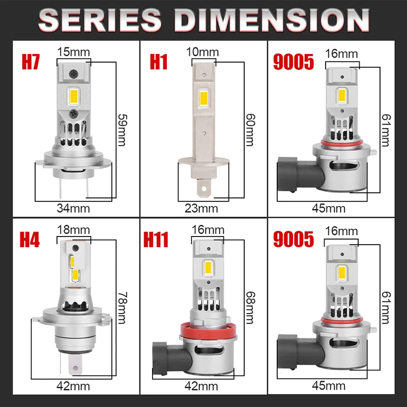 H7 Turbo LED CANBUS Lights Wireless Plug and Play Mini Lamp 30000LM H4 H11 9012 9005 9006 3580 CSP Car Headlight Bulbs with Fan