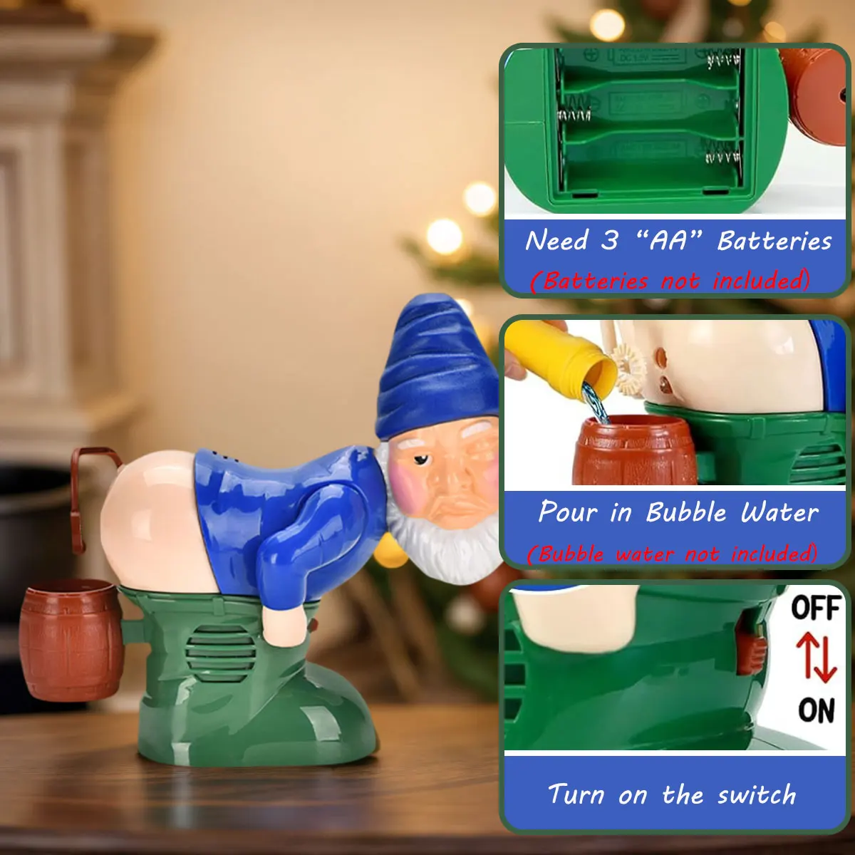 Máquina de burbujas de alas de Navidad para niños, juguete de burbujas al aire libre, juego de soplado automático, regalo de Halloween para niños (sin agua de burbujas)