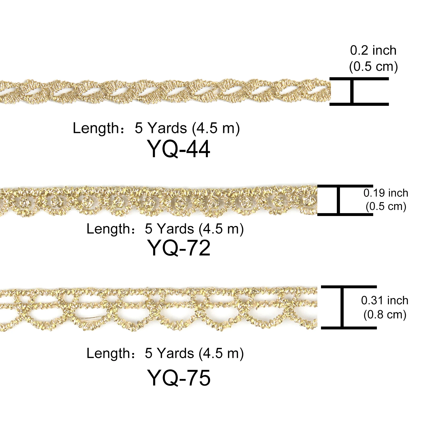 5yards Embroidered Lace Trim Golden Lace Trim Vintage Crochet Lace Ribbon Craft Lace For Sewing, Gift Package Wrapping