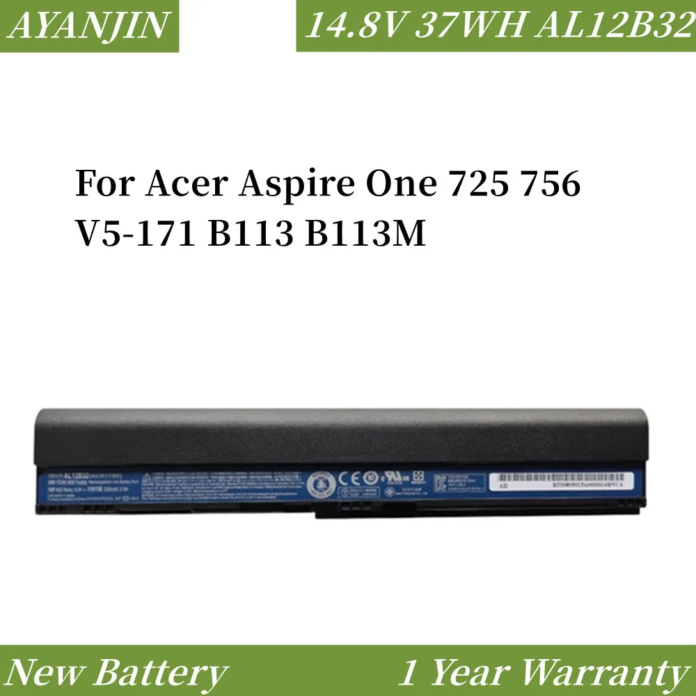 AL12B32 Laptop Battery for Acer Aspire One 725 756 V5-171 B113 B113M AL12X32 AL12A31 AL12B31 AL12B32 14.8V 2500mAh/37WH