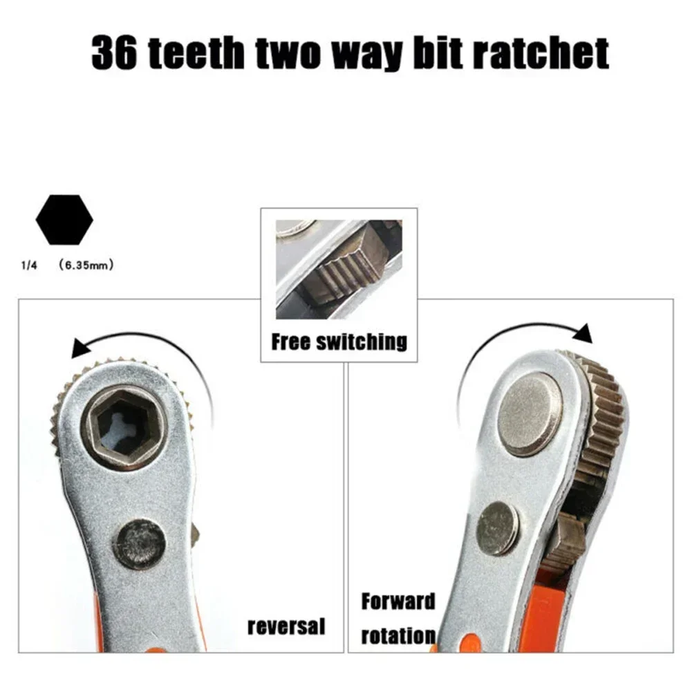 Mini Ratchet Wrench 1/4 Inch Drive Socket Screwdriver Bit Driver 36-Teeth Tools Not Easy To Wear Screw Disassembly Installation