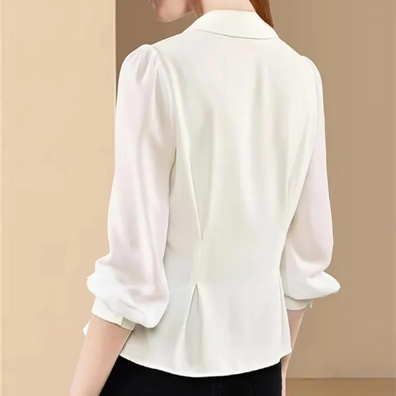 

Moroder Sophisticated Satin-finish Long-sleeved Shirt 2026 Autumn Solid-colour Cardigan-style Blouse For Women