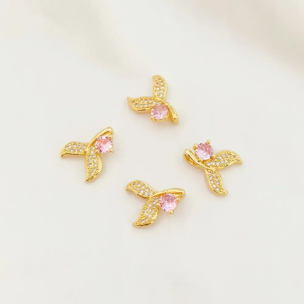 

18K Gold-plated and Zircon Rose Crystal Mermaid Tail Pendant DIY Jewelry Pendant Accessory