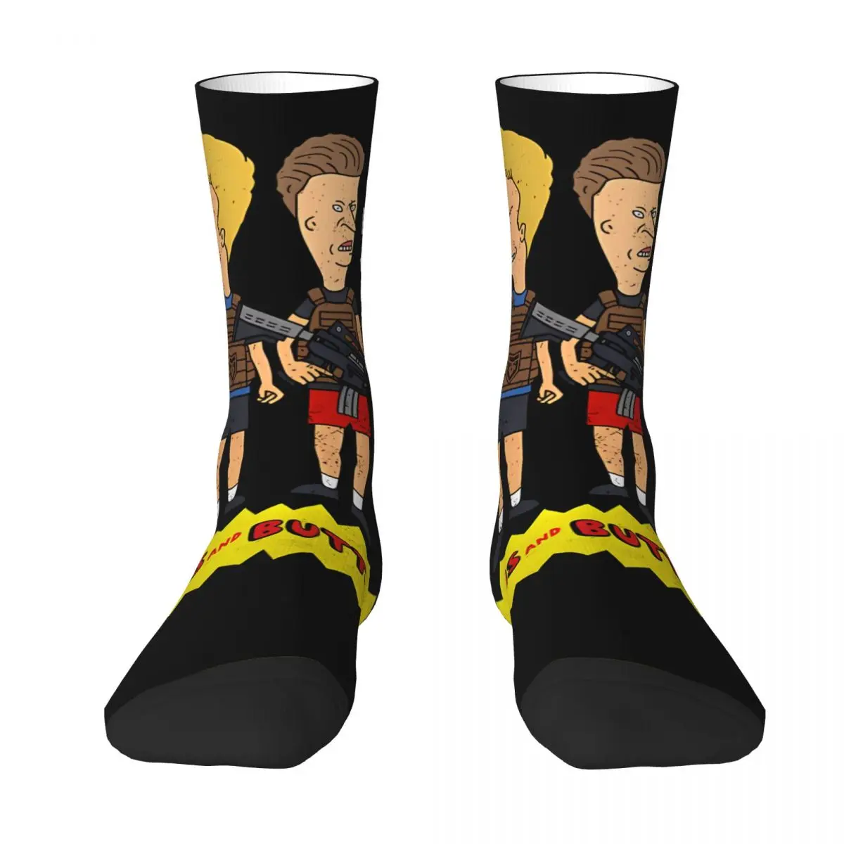 Hip Hop Retro Aggressive Crazy Men's compression Socks Unisex Beavis and butt-head Harajuku Pattern Printed Funny Novelty Happy