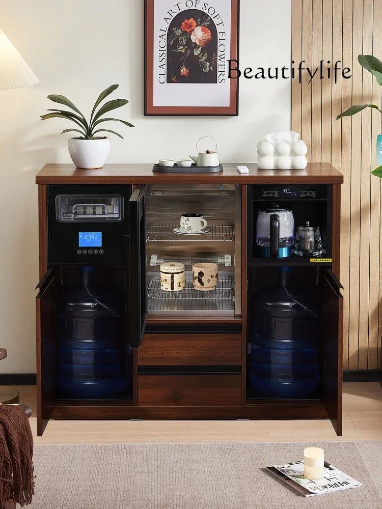 

Q O Деловая машина для приготовления чая в китайском стиле, машина для изготовления льда, офисный встроенный диспенсер для воды, боковой шкаф