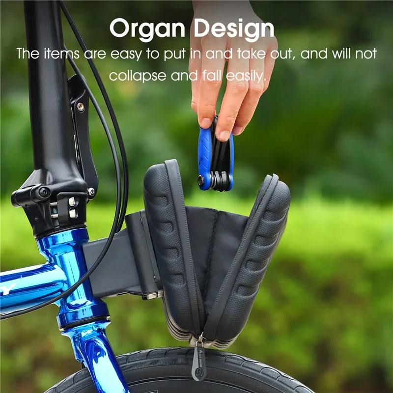 WEST BIKING Hard Shell Bicycle Front Bag Waterproof Bike Frame Hanging Bag Portable Multifunctional Folding Cycling Accessories