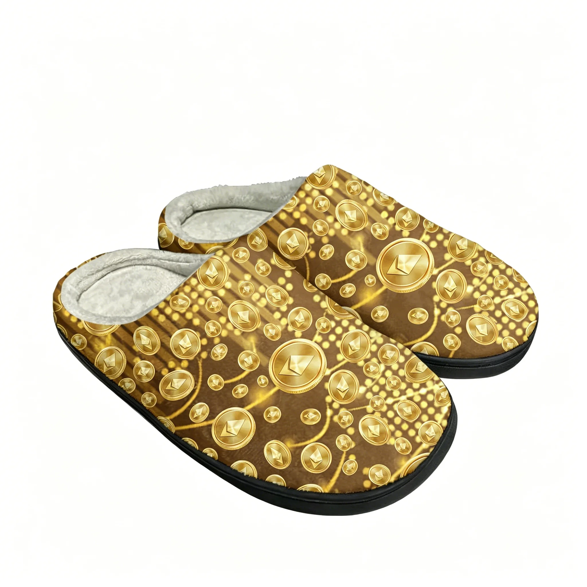 

Ethereum Cryptocurrency ETH Coin Cotton Slippers Mens Womens Sandals Plush Casual Keep Warm Shoes Thermal Slipper Custom shoe